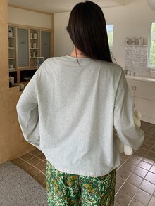 Dazy Plus Cute Printed Pattern Loose Top & Vintage Floral Long Pants 2-Piece Set, Spring/Autumn New Pajama Set - Light Grey - View 2