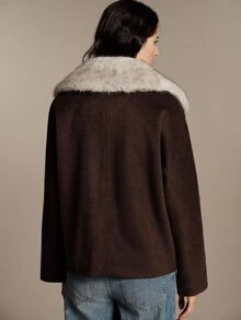 Anewsta Essential Women's Fall Winter Elegant Casual Loose Dark Brown Wool Blend Overcoat For Business Office Going Out - Coffee Brown - View 11