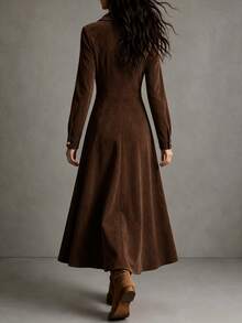 SHEIN Gaun Panjang Elegan Wanita untuk Musim Gugur/Musim Dingin - Coklat - View 2