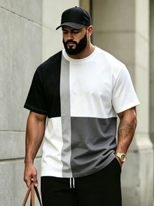 Manfinity Homme 男士休閒舒適上衣 大尺碼男士時尚T恤 優雅百搭上衣套裝 - 彩色 - 查看 3