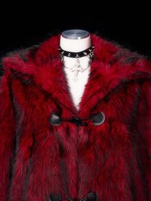Sunspun Plus Size Harajuku Y2K Subculture Loose Vintage Faux Fur Jacket Winter - Burgundy - View 4