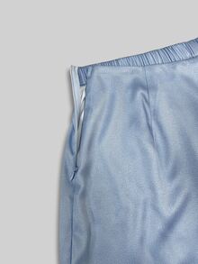 Franclia Plus Size Women Light Blue Faux Denim A-Line Split Skort, High Waist Anti-Exposure 2 In 1 Skirt - Blue - View 4