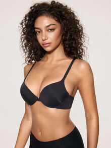 SHAPORA Women's Solid Color Underwire Bra 2pcs/Set - Black and White - View 4