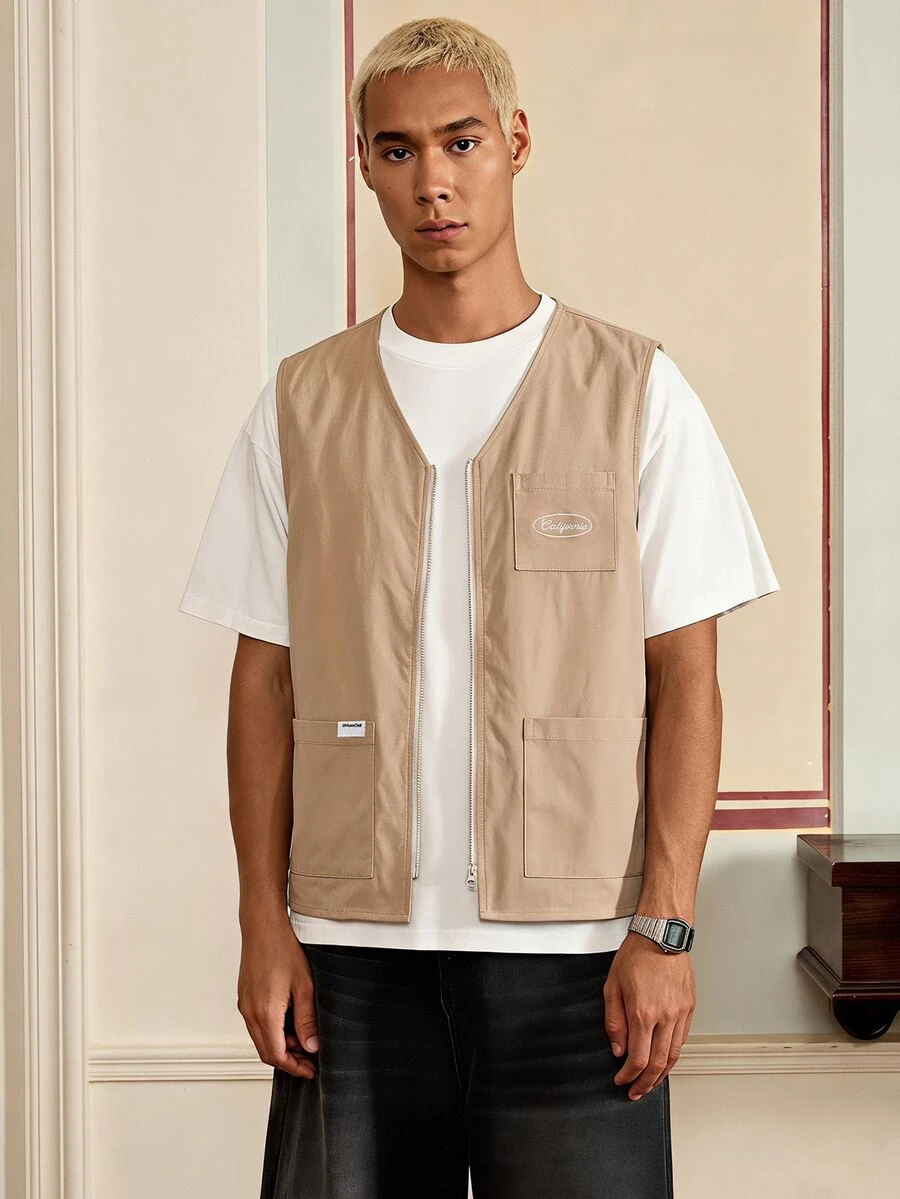SWAVVY Rompi Pria dengan Kantong Lipat Tanpa Kaos - Khaki - View 1