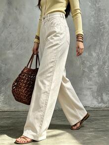 Trelyra Women's Fashion Casual Commute Versatile Long Pants - White - View 4