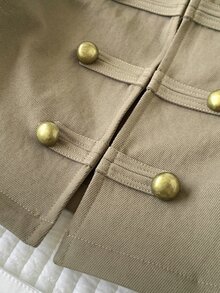 Comfortcana Plus Size Women's Vintage Preppy Casual Napoleon Jacket - Fresh Green - View 8