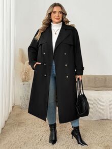 SHEIN CURVE+ 大尺碼大衣，2026年秋冬 22W - 彩色 - 查看 4