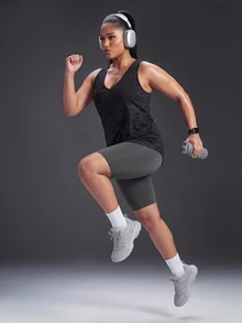 Powerista Women's Plus Size Double Layer Loose Back Sports Tank Top Breathable Soft Fabric Casual Curve Alternative Tropical Black Workout Summer Gym - Black - View 7