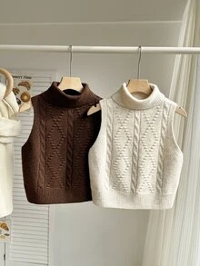 Tween Girl Solid Color Casual Versatile Daily Wear Knit Tops 2pcs Set Pullover - Multicolor - View 6