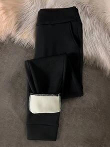 Rusticease Plus Size Black Pocket Leggings Casual Streetwear Fall Winter 2026 - Black - View 3