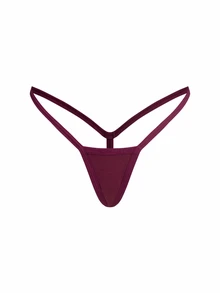 Ocili 7件組舒適極簡棉質迷你丁字褲女款 - 酒紅色 - 查看 5