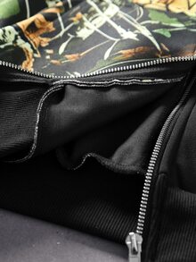 ROMWE MEN Street Life Men's Printed Patchwork Hoodie - Black - View 6