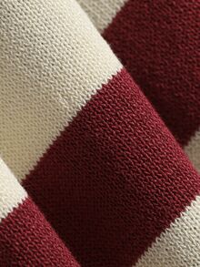 Dazy Plus Contrast Stripe Round Neck Fun Casual Versatile Cardigan Sweater Autumn/Winter New - Red - View 4