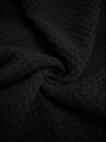 Firerie Vintage Chunky Cable Knit High Neck Plus Size Loose Slimming Long Sleeve Maxi Sweater Dress - Black - View 9