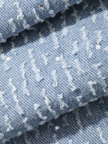 Dazy Plus Dark Background Textured Striped Loose Casual Elegant Straight Leg Denim Jeans - Medium Wash - View 3