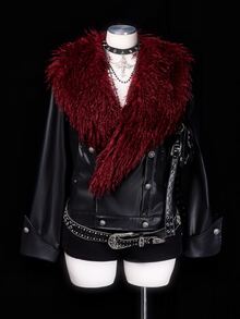 Sunspun Jaket Wanita Ukuran Besar Lengan Panjang Kasual Gaya Gothic Elegan dengan Hiasan Bulu Halus dan Patchwork untuk Musim Gugur, Halloween, Pakaian Tidur, Pakaian Keluar, Warna Hitam - Hitam - View 7