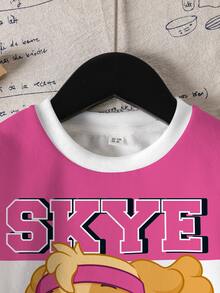 SHEIN | PAW Patrol Young Girl Cute Cartoon Pattern Print Crew Neck Long Sleeve Sweatshirt - White - View 3
