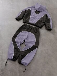 STYNVO 男士雙色拼接連帽夾克與長褲套裝 - 彩色 - 查看 2