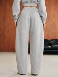 Anewsta New Fashion Casual Asymmetrical Design Loose Fit Women's Sweatpants - Grey - View 7