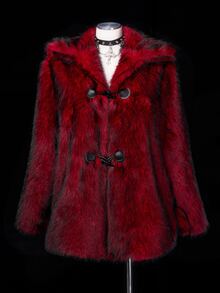 Sunspun Plus Size Harajuku Y2K Subculture Loose Vintage Faux Fur Jacket Winter - Burgundy - View 3