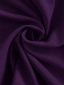 Firerie Set 2 Potong Jubah Panjang dan Gaun Kasual Warna Polos untuk Wanita Ukuran Besar - Purple - View 9
