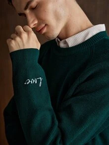 Manfinity CityGents Men's Letter Pattern Casual Daily Wear Long Sleeve Sweater - Multicolor - View 6