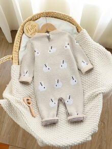 Bộ romper len dệt tay cổ tròn tay dài họa tiết hoạt hình cho bé gái - Nhiều màu - Xem 2