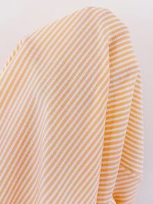 Snug Reverie Floral Embroidered Lotus Sleeve Top And Striped Long Pants Pajama Set - Orange - View 7