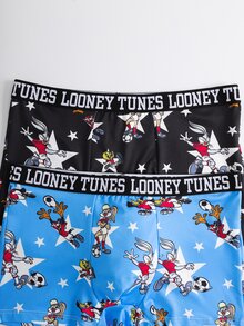LOONEY TUNES X SHEIN Men's Star Cartoon Print Boxer Briefs - Blue - View 3