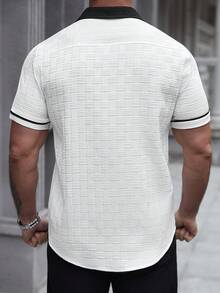 Manfinity Homme Men's Plus Size Summer Casual Colorblock Short Sleeve Shirt - White - View 2