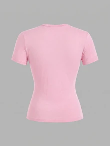 SHEIN EZwear 3件組休閒極簡風女款圓領修身長短袖T恤套裝，95%棉，94%棉條紋 - 彩色 - 查看 7