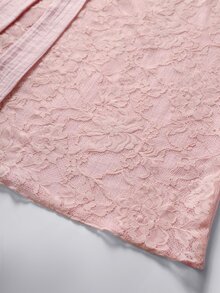 GlowEve CURVE Women's Lace Bowknot Pink Long Sleeve Plus Size Blouse - Pink - View 5