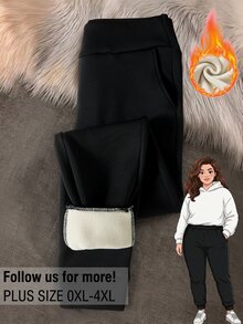 Rusticease Plus Size Black Pocket Leggings Casual Streetwear Fall Winter 2026 - Black - View 1