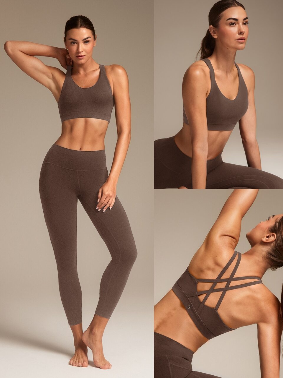 FeatherFit™ Crisscross Back Scoop Neck Removable Cups Active Bra Low Impact Yoga Pilates Studio Daily Casual Wear