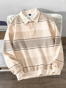 Daypath Sweatshirt Pullover Pria dengan Kancing di Kerah - Aprikot - View 1
