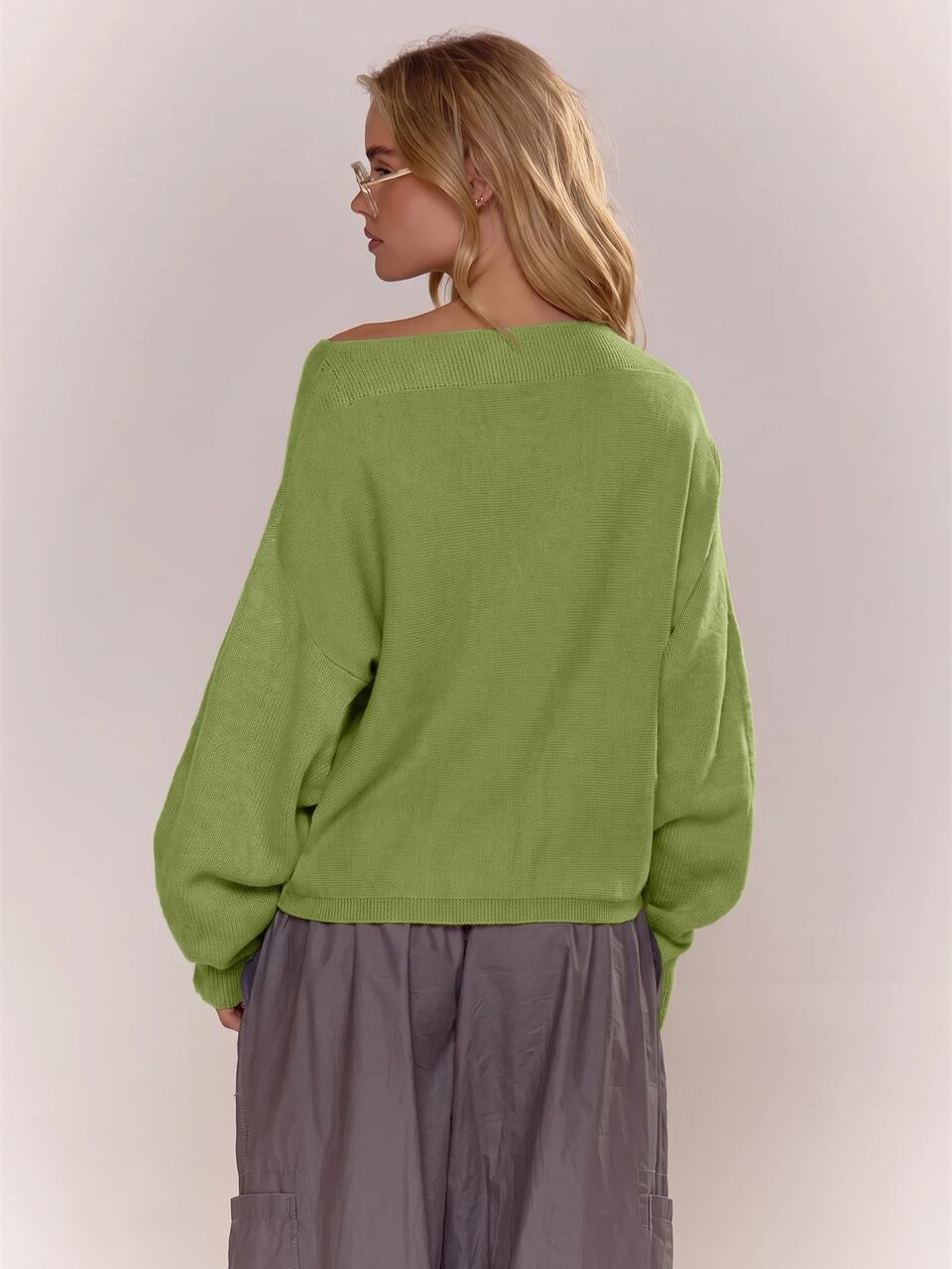 Boat Neck Baggy Batwing Popper Front Knit Top Cute Classy Sexy Streetwear Night Out Spring Sweater Summer