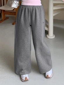 Dazy Plus Plus Size Women's Drawstring Waist Casual Versatile Everyday Sweatpants Fall - Grey - View 7