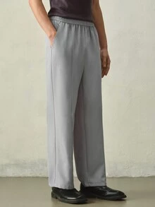 RONVEXI Men's Casual Versatile Commute Solid Color Pants Formal Old Money - Light Grey - View 4