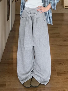 DAZY Women's Loose Spring/Summer Tie-Up Casual Sweatpants Fall - Grey - View 3