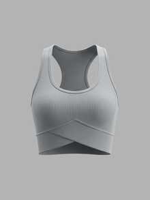 Sweetra Women's Solid Color Casual Sporty Athleisure Versatile Daily Gym Travel Sports T-Shirt Grey Summer - Grey - View 1