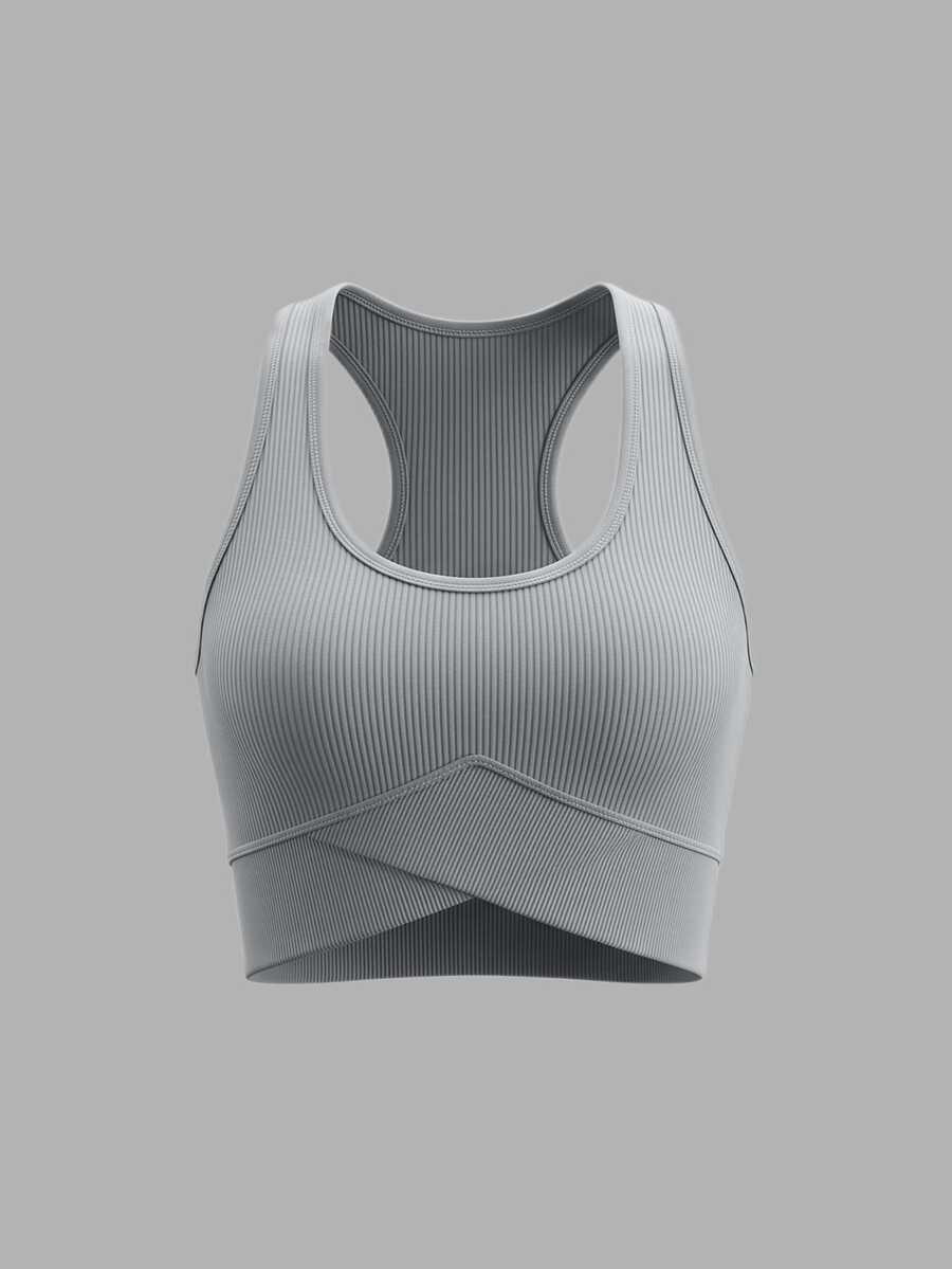 Sweetra Women's Solid Color Casual Sporty Athleisure Versatile Daily Gym Travel Sports T-Shirt Grey Summer - Grey - View 1