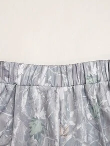SHEIN 青少年女孩寬鬆版型迷彩印花抽繩腰運動衫運動褲2件組套裝 - 淺灰色 - 查看 8