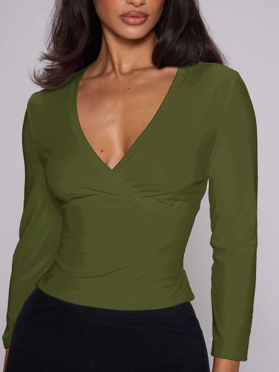 Blouse à manches 3/4 col V, printemps été, vacances, vacances, Ibiza, élégant décontracté, carnaval, festival, Y2K
