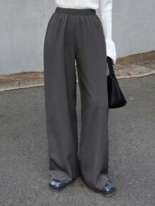 FRIFUL Women's Solid Color Side Knot Pleated Skirt And Long Pants Casual 2 Pieces Set Fall - Grey - View 8