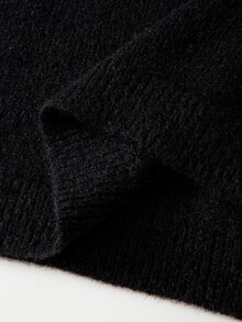 SHEIN Clasi Plus Size Women's Sequin Bow Long Sleeve Casual Pullover Sweater - Black - View 9