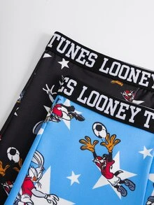 LOONEY TUNES X SHEIN Men's Star Cartoon Print Boxer Briefs - Blue - View 4