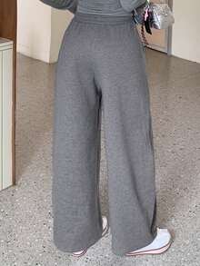 Dazy Plus Plus Size Women's Drawstring Waist Casual Versatile Everyday Sweatpants Fall - Grey - View 5