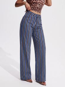 Jeanoix Petite Women's Colorblock Striped Denim Jeans - Multicolor - View 5