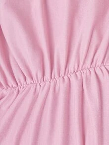 SHEIN 青少年女孩皇家藍純色針織短袖T恤與抽繩長褲套裝 - 粉色 - 查看 5
