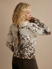 MOTF PREMIUM WOMEN FALL WINTER GRAPHIC PATTERN COLORBLOCK FLUFFY KNIT SWEATER - Multicolor - View 6